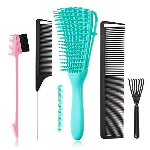 5 Pcs Detangling Hair Brush Set, Ez Detangler Brush With Edge Brush