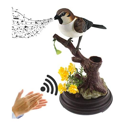 Tipmant Cute Electronic Pets Simulation Sparrow Bird Can Move Chirp Pen Holders Office Home Decor Ornament Kids Toys Birthday Gifts