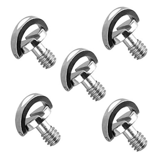 (5 Packs) Stainless Steel D Shaft D-Ring 1/4" Tripod Screw, Mounting Screw Adapter, Quick Release Camera Screw for Camera Camcorder Tripod Monopod QR Quick Release Plate