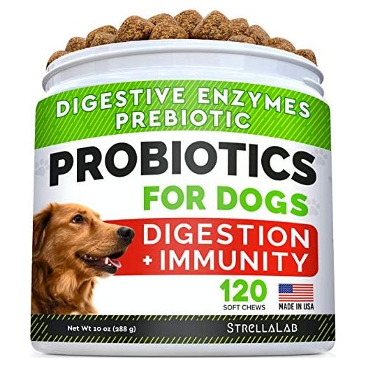Dog Probiotics Treats for Picky Eaters - Digestive Enzymes + Prebiotics - Chewable Fiber Supplement - Allergy, Diarrhea, Gas, Constipation, Upset Stomach Relief - Improve Digestion, Immunity