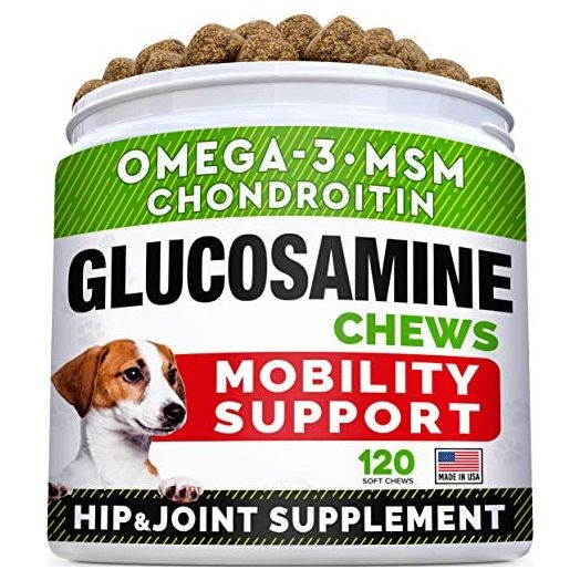 STRELLALAB Glucosamine Treats for Dogs - Joint Supplement w/Omega-3 Fish Oil - Chondroitin, MSM - Advanced Mobility Chews - Joint Pain Relief - Hip & Joint Care - Made in USA