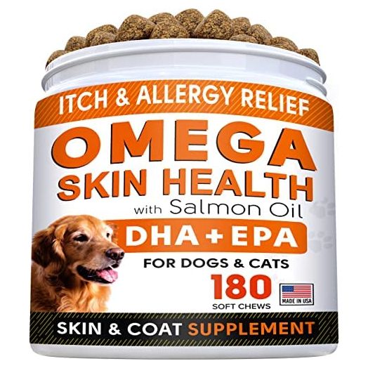 STRELLALAB Fish Oil Omega 3 Treats for Dogs - Allergy Relief - Joint Health - Itch Relief, Shedding - Skin and Coat Supplement - Alaskan Salmon Oil Chews - Omega 3 6 9 - EPA & DHA Fatty Acids