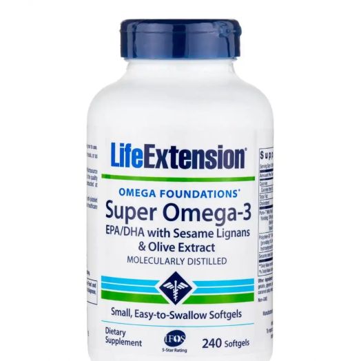 Life Extension Super Omega-3 EPA/DHA with Sesame Lignans & Olive Extract - 240 Softgels