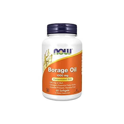 NOW Supplements, Borage Oil 1000 mg with 240mg of GLA (Gamma Linolenic Acid), 60 Softgels
