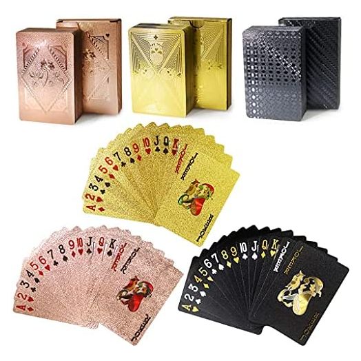 3 Decks Waterproof Playing Cards Plastic Deck of Playing Poker Cards Cool Black Rose Gold Playing Cards Themed