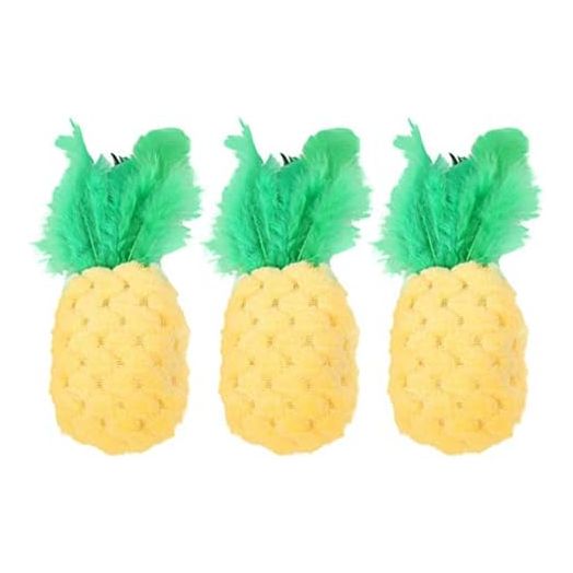 balacoo 3pcs Cat Teeth Cleaning Toy Pet Pineapple Shape Interactive Toys Cat Plush Playing Toy for Cat Kitten Pet