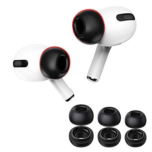 Premium Memory Foam Tips for AirPods Pro. No Silicone Eartips Pain. Anti-Slip Eartips. Fit in The Charging Case, 3 Pairs (S/M/L, Black)