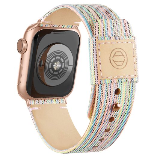 Recoppa Fabric Cloth Band Compatible with Apple Watch 45mm 44mm 42mm 41mm 40mm 38mm, Canvas Strap with Soft Genuine Leather Lining and Snap Button for Apple iWatch Series 8/7/6/5/4/3/2/1/SE