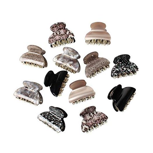 1.57 inch Floral Printed Medium Acrylic Hair Claw Clips for Girls and Women (Pack of 12)