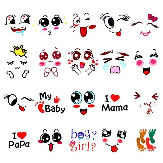 20 Pieces Funny Facial Expressions Stickers Pregnant Babies Bump Belly Stickers for Pregnant Women Photography Props