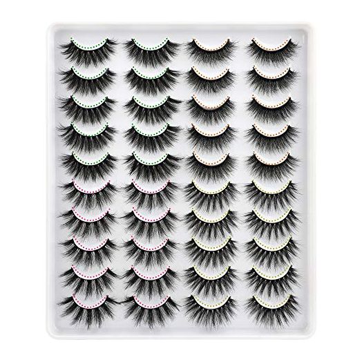 Lanflower Fake Eyelashes Natural Look Dramatic 3D Lashes Pack Faux Mink 20 Pairs 4 Styles