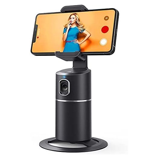 Auto Face Tracking Tripod, No App Required, 360° Rotation Face Body Phone Camera Mount Smart Shooting Phone Tracking Holder for Live Vlog Streaming Video, Rechargeable Battery-Black