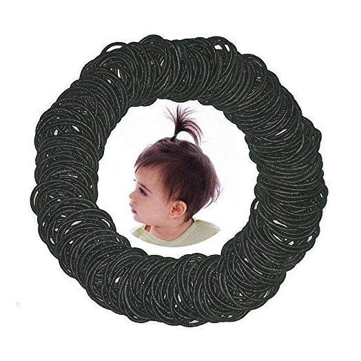 300 Pcs Baby Girls Hair Ties - Small Size Elastic Hair Ties for Baby Girls Infants Toddlers Multicolor Hair Bands Elastic Ponytail Holder (Black)