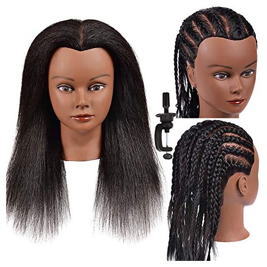 100% Real Hair Mannequin Head Hairdresser Training Head Manikin Cosmetology Doll Head Yaki Hair Mannequin Head