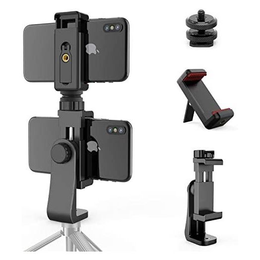 Owine Universal Dual Cell Phone Tripod Mount Adapter Premium Smartphone Clamp, Compatible with iPhone,Samsung Galaxy,Note,Lg,All Smartphones Perfectly.Connects to Tripod, Monopod, Selfie Stick