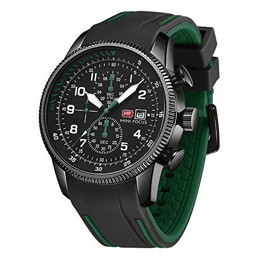 Mini Focus Men's Watches Fashion Waterproof Silicone Strap Quartz Watch Man Luxury Military Sport Chronograph Wristwatch Male Black Orange