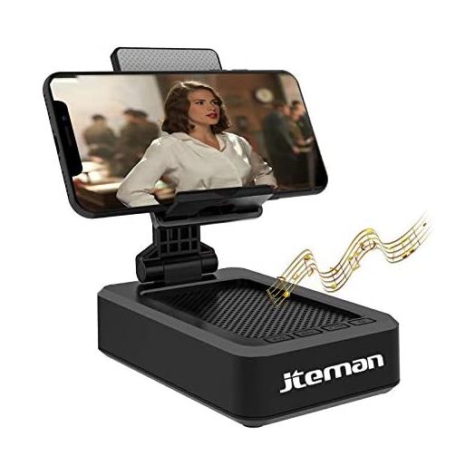 Cell Phone Stand with Wireless Bluetooth Speaker and Anti-Slip Base HD Surround Sound Perfect for Home and Outdoors with Bluetooth Speaker for Desk Compatible with iPhone/ipad/Samsung Galaxy