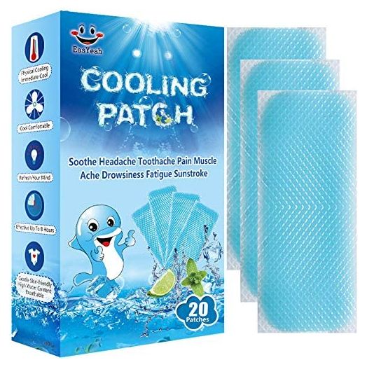 20 Sheets Cooling Patches for Fever Discomfort & Pain Relief, Cooling Relief Fever Reducer, Soothe Headache Pain, Pack of 20