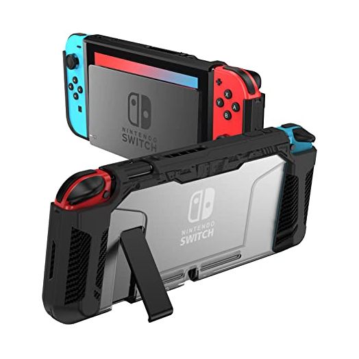 PiMivco Dockable Case for Nintendo Switch 2017,Protective Case Compatible for Nintendo Switch and Joy-Con Controller ,TPU Grip Cover with Shock-Absorption and Anti-Scratch Design(Black)