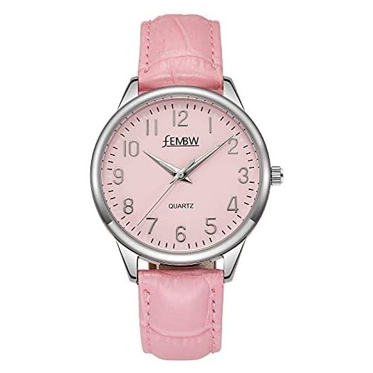 Women's Genuine Leather Strap Wrist Watch with Japanese Quartz,Stainless Steel Case,50M Water Resistant