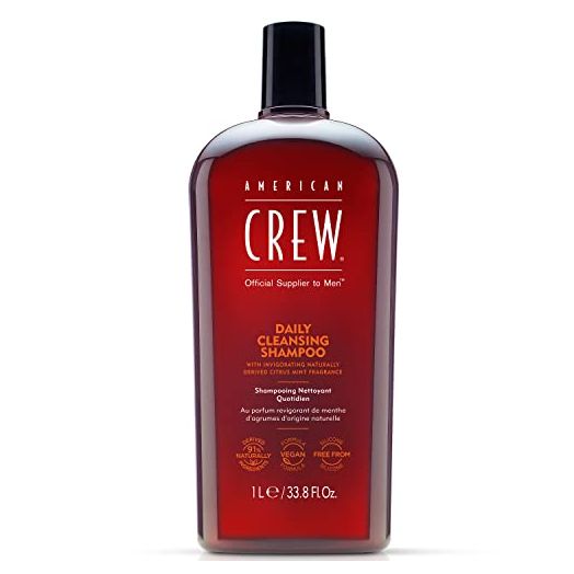 American Crew Shampoo for Men Daily Cleanser, Naturally Derived, Vegan Formula, Citrus Mint Fragrance, 33.8 Fl Oz