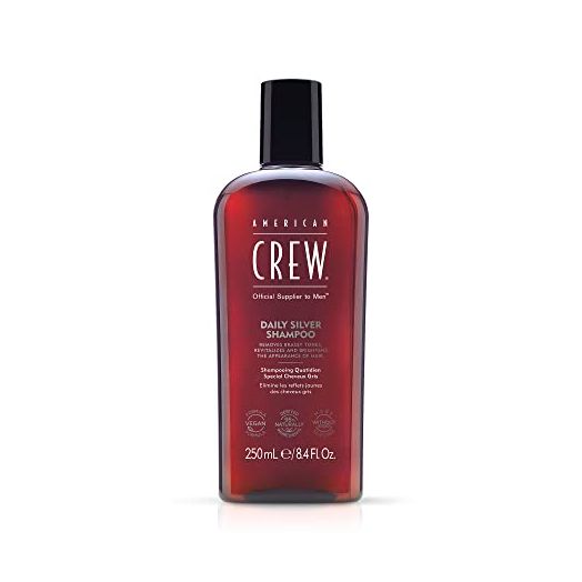 American Crew Men's Shampoo Daily Silver Shampoo, Naturally Derived, Vegan Formula, 8.4 Fl Oz