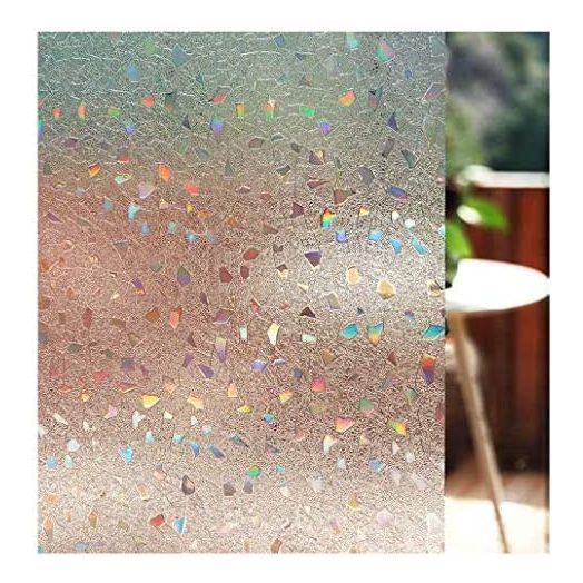 LEMON CLOUD Decorative Window Film, Stained Window Privacy Film, Frosted Glass Static Cling for Glass Door Home, 3D Rubble Design (17.5in. by 78.7in )