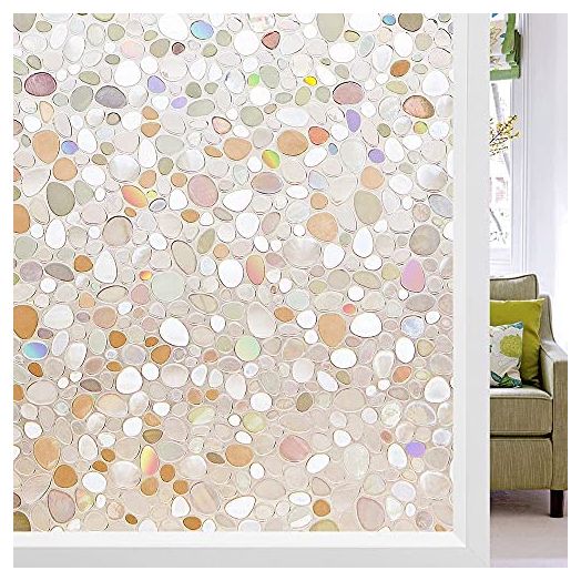 LEMON CLOUD Window Film, Vinyl Clings, Stained 3D Decorative Stickers for Glass, Static Door Window Covering, Tinted Window Decals, Frosted Privacy, Self-Adhesive, Pebble Pattern (17.5In X 78.7In)