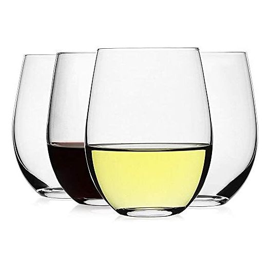 LUXU Stemless Wine Glasses(Set of 4)-20 oz, Crystal Wine Cups