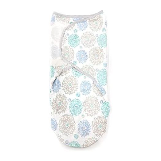 Sense-U Swaddle Blanket Adjustable Original Infant Baby Wrap Soft Cotton Blue Floral Print (3-6m)