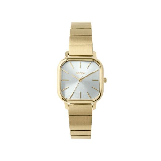 Breda Esther 1735b Square Gold Wrist Watch with Gold-Plated Stainless Steel Bracelet, 26mm