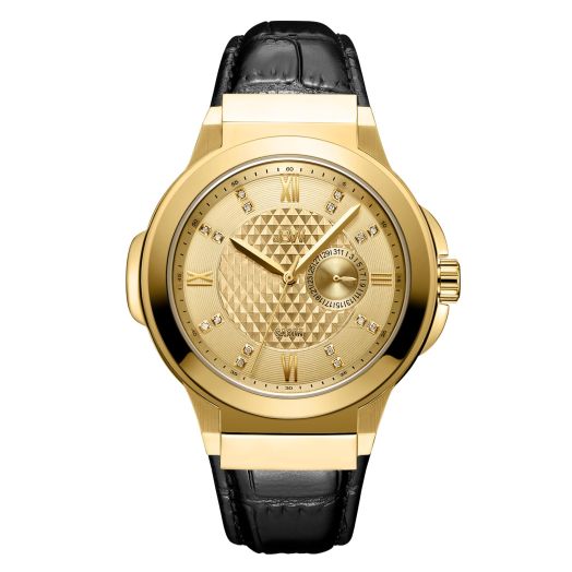 JBW Men's Saxon 48 0.16 ctw Diamond 18K Gold-Plated Stainless Steel Watch J6373C