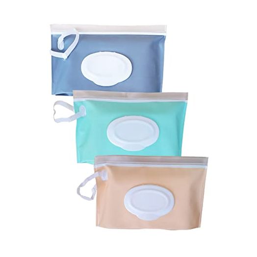 Baby Wipe Case Travel Holder | Keeps Wipes Moist | Set of 3 Wet Wipes Holders Cases | Portable Travel On The Go Refillable Dispenser Container, by purifyou