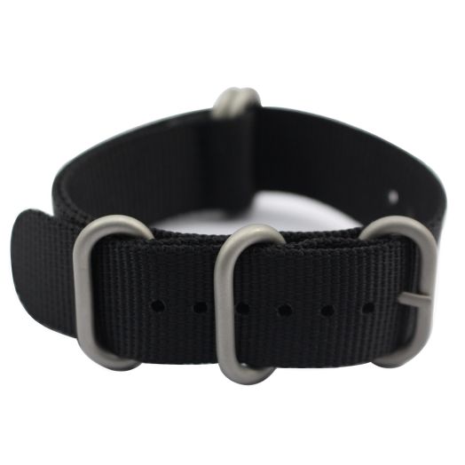 ArtStyle Watch Band with 1.5mm Thickness Quality Nylon Strap and Heavy Duty Brushed Buckle (Black, 22mm)