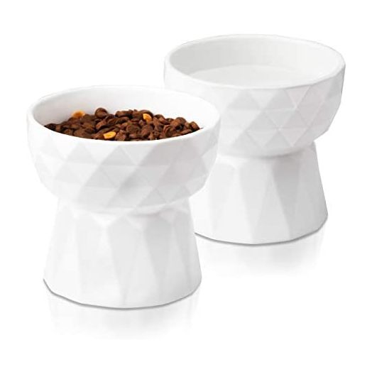 Frewinky Cat Bowls,Ceramic Cat Bowls Anti Vomiting,Raised-Cat Food and Water Bowl Set for Cats and Small Dogs,13.5 Oz