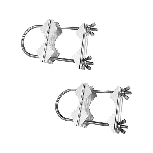Double Antenna Mast Clamp Heavy Duty Pole to Pole Mounting Kit V Jaw Block with U-Bolt Mounting Hardware for TV CB Ham Antenna Parasols Flags and Fishing Rods (2)