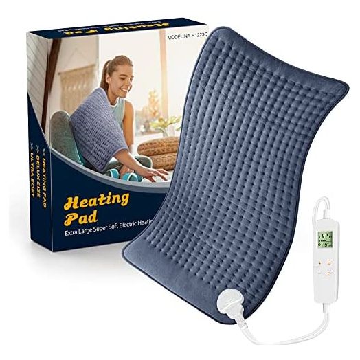 Heating Pad for Back Pain and Cramp Relief, Extra Large 17" x 33" Size Electric Heating Pad for Shoulder Neck Pain with 6 Temperature Level and 6 Timer Settings Auto Shut Off