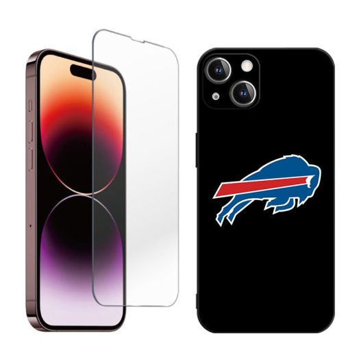 DunLap fit Bills for iPhone 14 Case, 1X Case [Not-Yellowing] with 1X Tempered Glass Screen Protector +, [Military-Grade Drop Protection] Phone Case 6.1 Inch