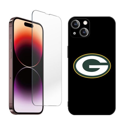 DunLap fit Packers for iPhone 14 Case, 1X Case [Not-Yellowing] with 1X Tempered Glass Screen Protector +, [Military-Grade Drop Protection] Phone Case 6.1 Inch