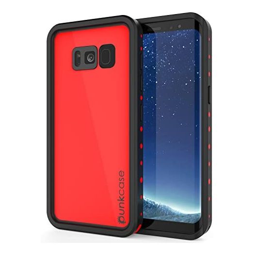 Galaxy S8 Plus Waterproof Case, Punkcase [StudStar Series] [Slim Fit] [IP68 Certified] [Shockproof] [Dirtproof] [Snowproof] Armor Cover for Samsung Galaxy S8 Plus [RED]
