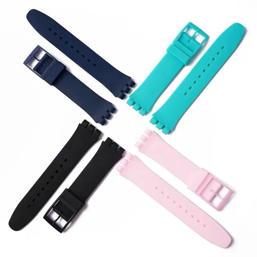 Replacement Swatch Waterproof Silicone Rubber Watchbnand for Swatch Watch 16mm 17mm 19mm 20mm Strap 4-Pack(Color Random) (16mm, Color Random)