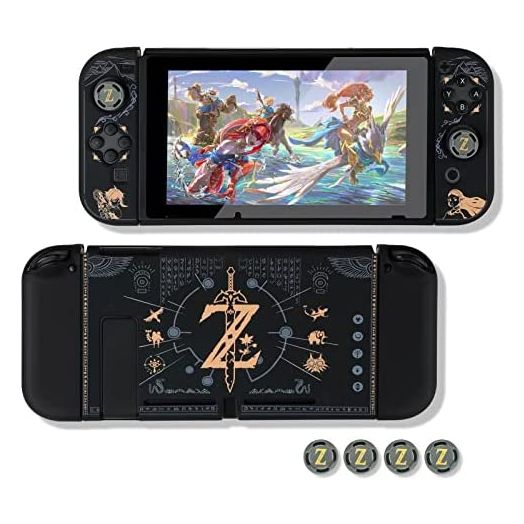 Dockable Protective Case Compatible with Switch, Hard Shell Case Cover for Switch and Joy-Con Controllers with 4 Thumb Grips,Zelda Switch Carrying Case (The Legend of Zelda)