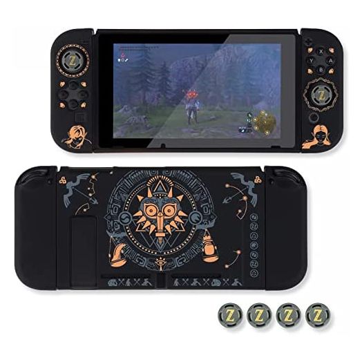 Dockable Protective Case Compatible with Switch, Hard Shell Case Cover for Switch and Joy-Con Controllers with 4 Thumb Grips,Zelda Switch Carrying Case (Zelda)