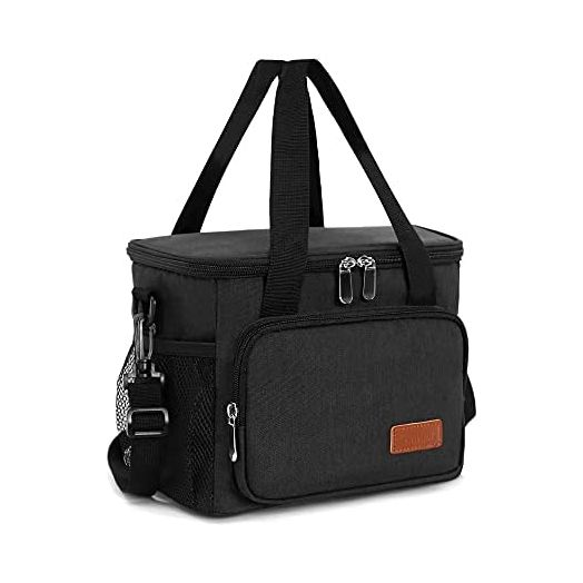 Lunch Bags for Women/Men, Insulated Lunch Bag for Work Office School Picnic - Lunch Cooler Bag Leakproof Lunch Box with Adjustable Shoulder Strap - Black