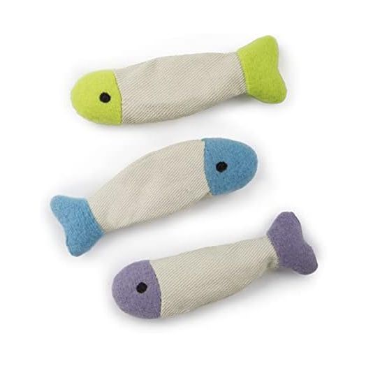 SmartyKat (3 Count) Fish Flop Crinkle Catnip Cat Toys - Multi Color, 3 Count