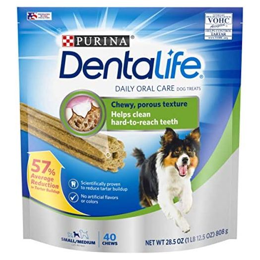 Purina DentaLife Made in USA Facilities Small/Medium Dog Dental Chews, Daily - 40 ct. Pouch