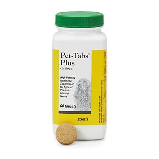 Pet-Tabs Plus Multivitamin and Mineral Supplement for Dogs of all Sizes with special nutritional needs, Chewable Tablet, 60 Count Bottle