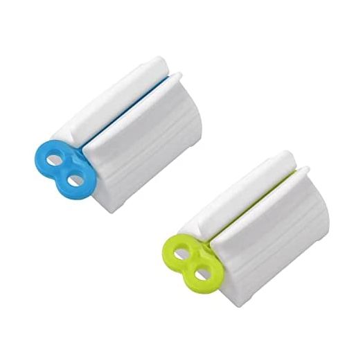 2pcs Rolling Tube Toothpaste Squeezer Toothpaste Seat Holder Stand for Bathroom Accessories(1Blue1Gree)