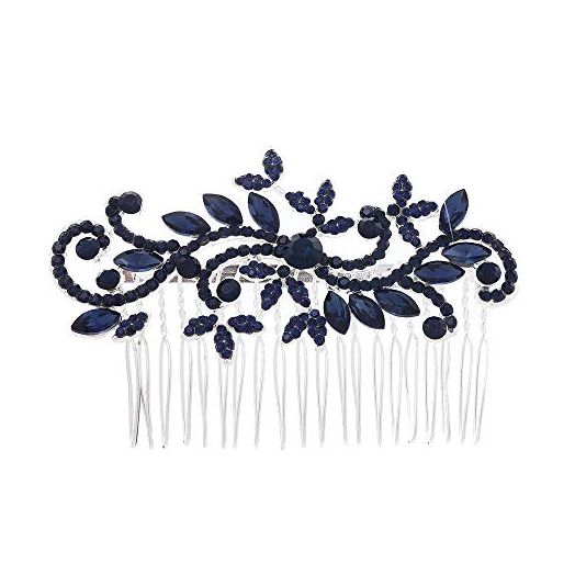 Chmier Bridal Hair Comb Crystal Hair Comb Blue Rhinestone Headpiece Marquise Side Comb Sapphire Wedding