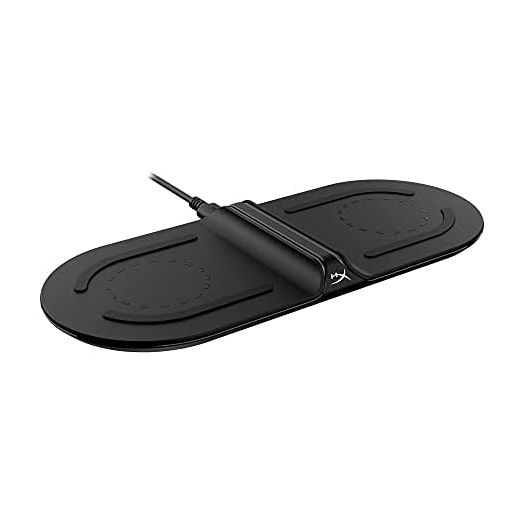 HyperX Chargeplay Base - Qi Wireless Charger, Qi Certified, Dual Wireless Charging Pads Charge Up to Two Devices, Battery Indicators, AC Wall Adapter, Compatible with Qi-Enabled Devices, HX-CPBS-A